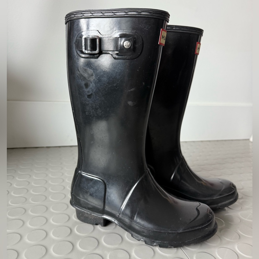 Hunter Original Glossy Black Rain Boots Kid Size US 3 EUR 34